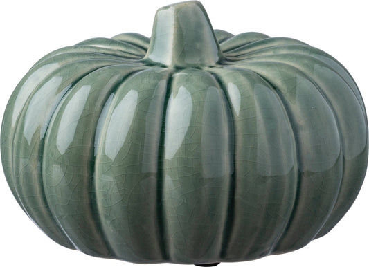 Medium Green Ceramic Pumpkin