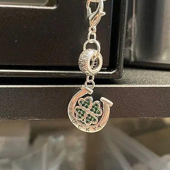 Four Leaf Clover with Lucky Horseshoe Charm image 0