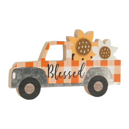 Truck Shaped Blessed Farmhouse Shelf Decor