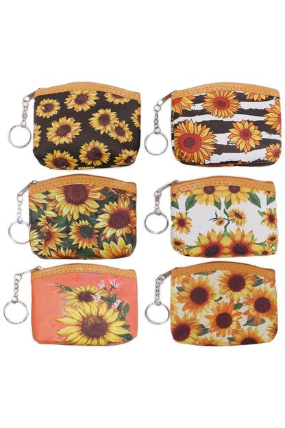 Sunflower Zippered Vegan Pu Leather Coin Purse image 0