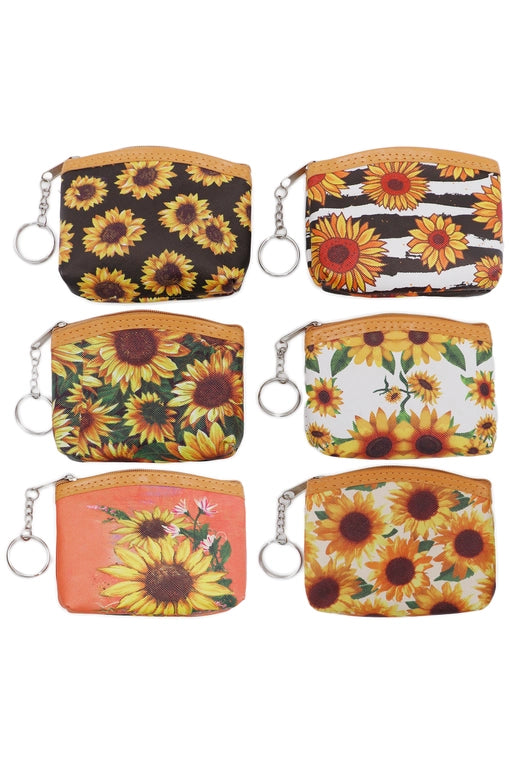 Sunflower Zippered Vegan Pu Leather Coin Purse image 0