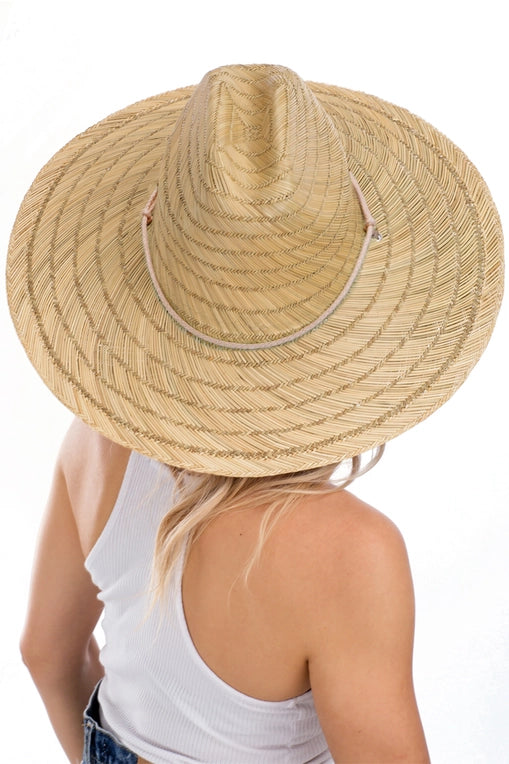 Wide Dome Brim Rush Straw Woven Lifeguard Hat image 0
