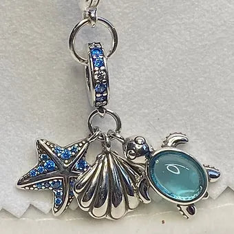 Light Blue Turtle with Shells Charm image 0