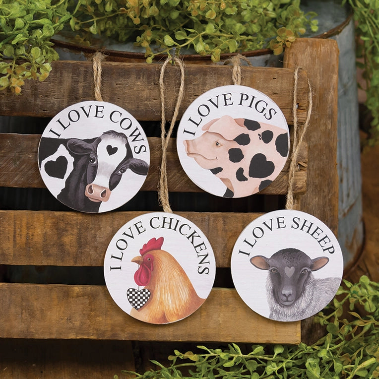 I Love Farm Animals Round Ornaments image 0