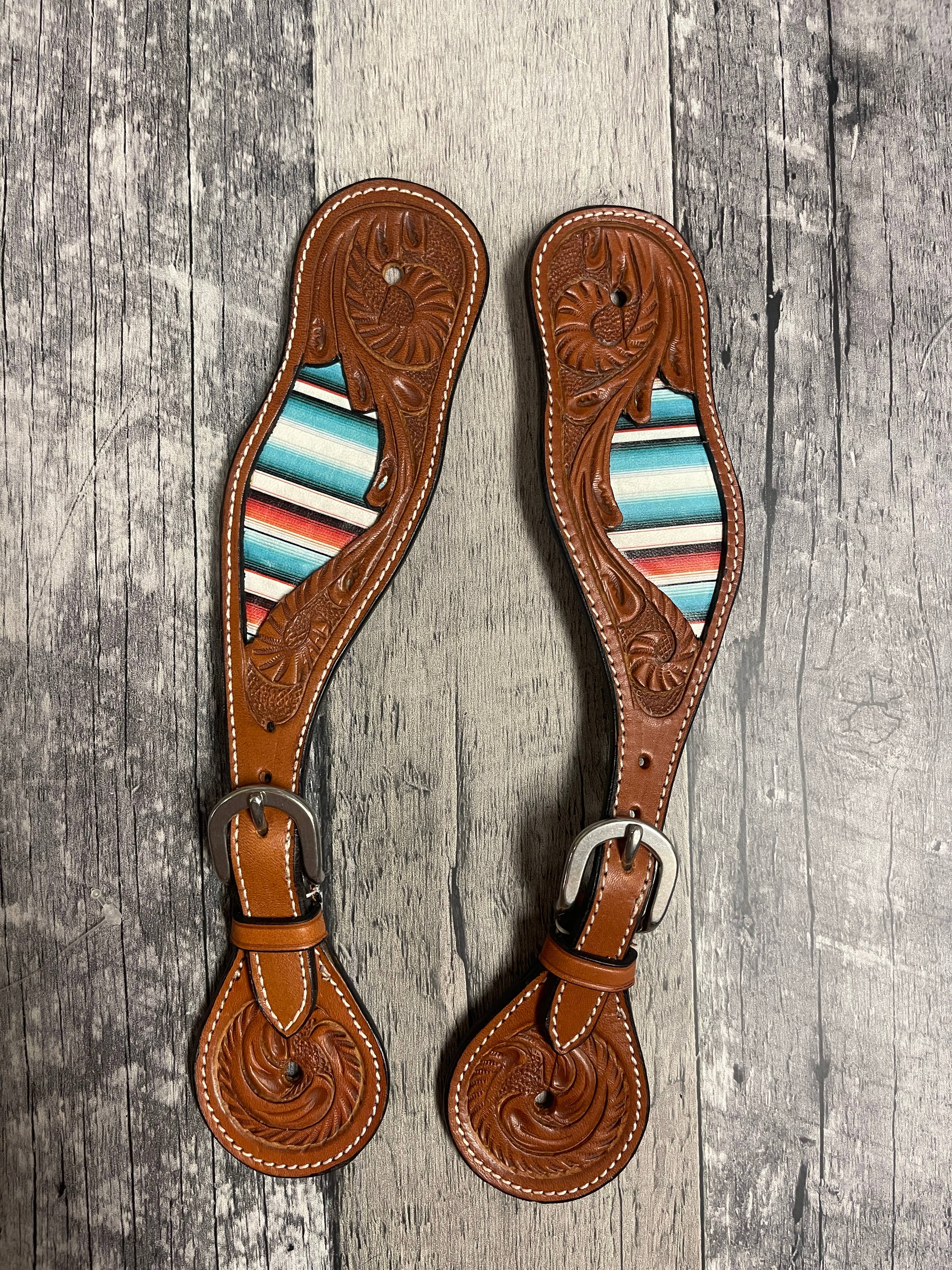 Teal Serape Spur Straps