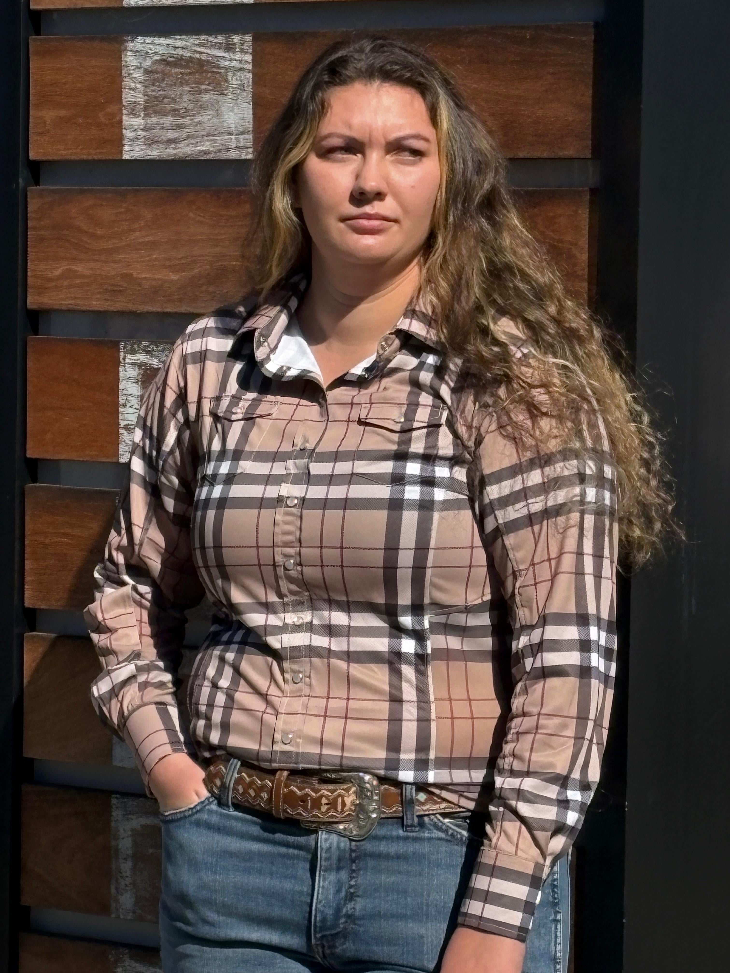 DAPPLEBAY HOLIDAY PLAID WESTERN TOP-  CLEARANCE