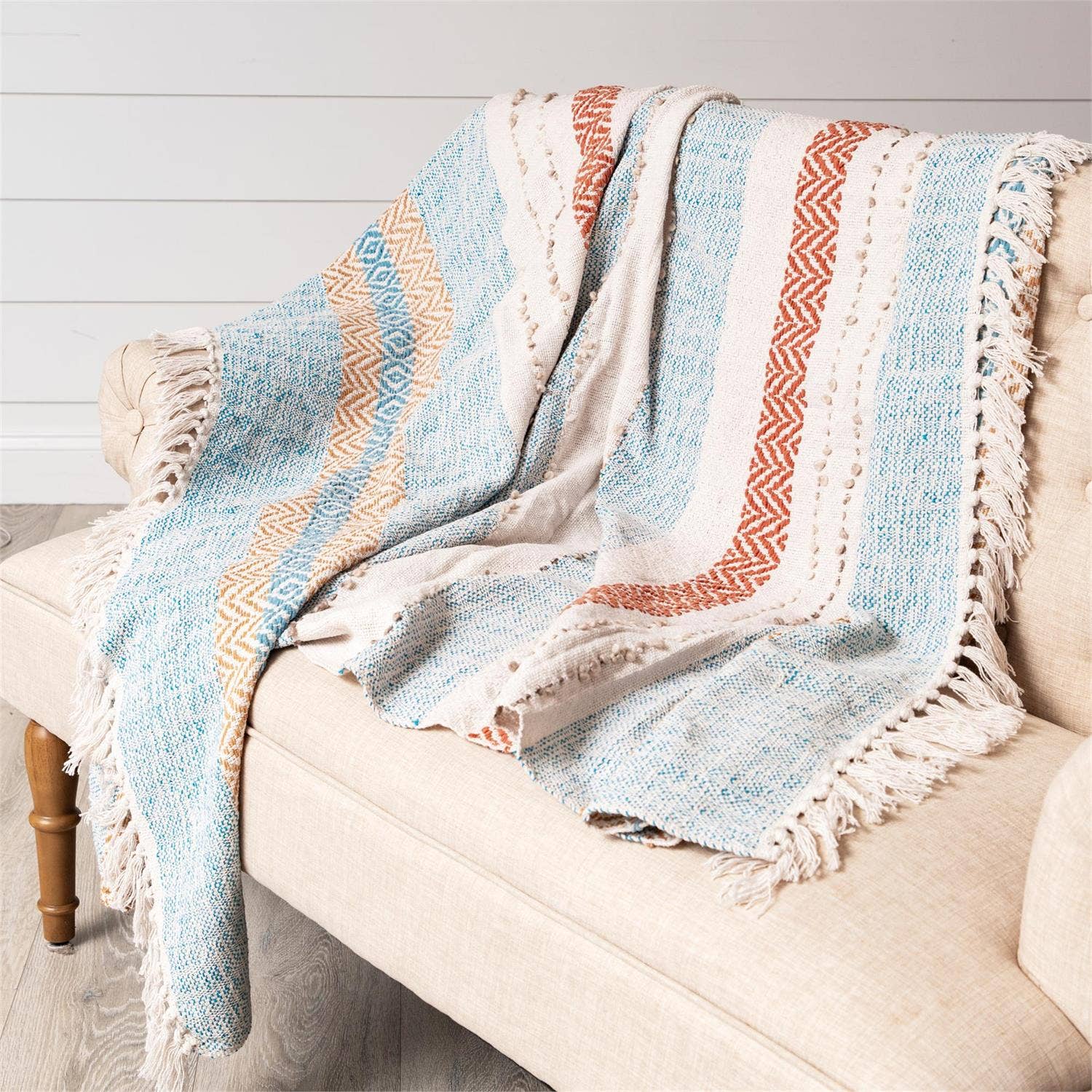 Throw - Knit Coral Stripes