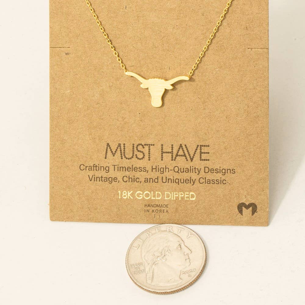 Dainty Bull Head Pendant Necklace