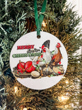 Christmas Ornament - Chickens "Merry Cluckin Christmas"