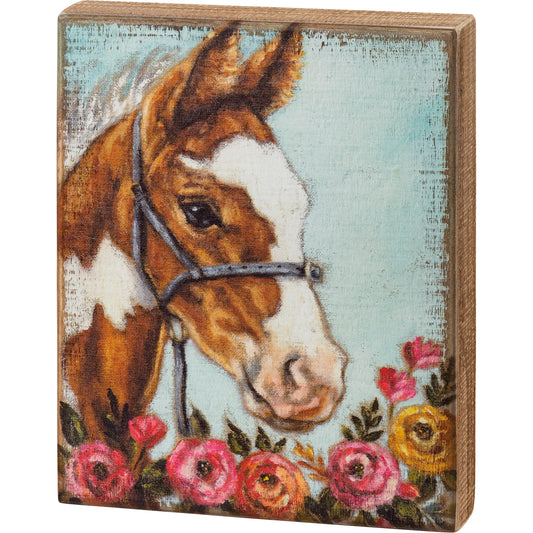 Floral Paint Horse Box Sign image 0