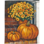 Porch Steps And Flowers Kitchen Towel