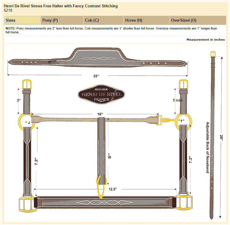 Henri de Rivel Stress Free Halter With Fancy Contrast Stitching