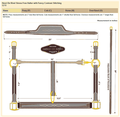 Henri de Rivel Stress Free Halter With Fancy Contrast Stitching
